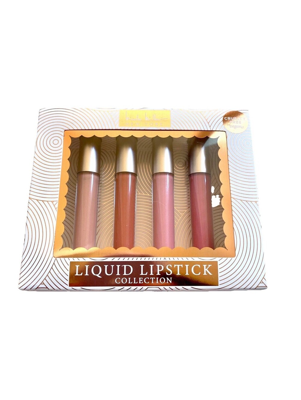 New NICOLE MILLER Liquid Lipstick 4-Piece Gloss Collection Set Vegan (Boxed)